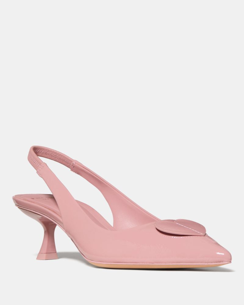 Kate Spade,Lover Slingback Kitten Heel,Pumps,Fabric,Applique,Elastic Gore,Day Party,Pink