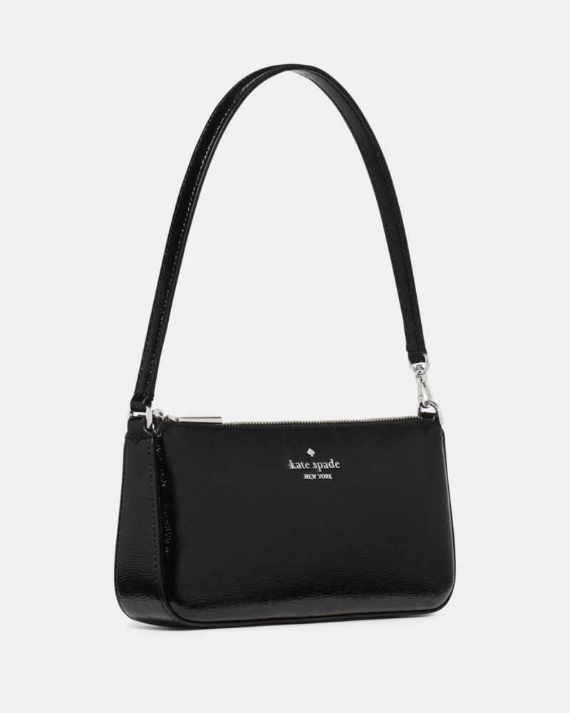 Kate Spade,Gemini Convertible Wristlet,Leather,Lining Canvas,Shoulder Bag,Wristlet,Gusset,Gold Metal,Day Party,Black