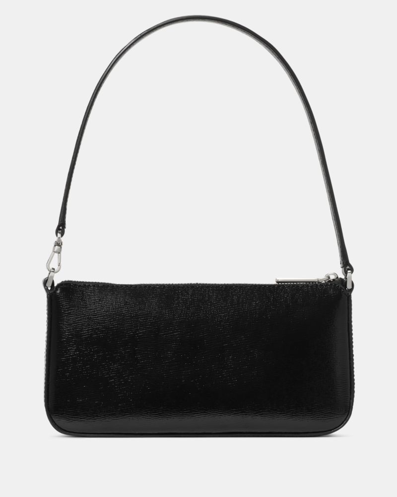 Kate Spade,Gemini Convertible Wristlet,Leather,Lining Canvas,Shoulder Bag,Wristlet,Gusset,Gold Metal,Day Party,Black