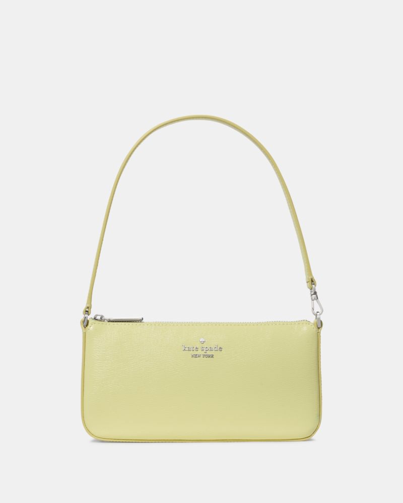 Kate Spade,Gemini Convertible Wristlet,Leather,Lining Canvas,Shoulder Bag,Wristlet,Gusset,Gold Metal,Day Party,Yellow