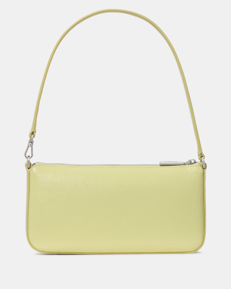 Kate Spade,Gemini Convertible Wristlet,Leather,Lining Canvas,Shoulder Bag,Wristlet,Gusset,Gold Metal,Day Party,Yellow