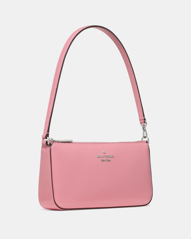 Kate Spade,Gemini Convertible Wristlet,Leather,Lining Canvas,Shoulder Bag,Wristlet,Gusset,Gold Metal,Day Party,Pink