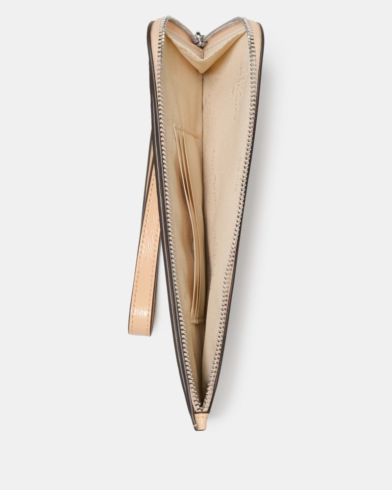 Kate Spade,Lucy Medium L-Zip Wristlet,Leather,Pouch,Wristlet,Metal,Logo,Gusset,Casual,