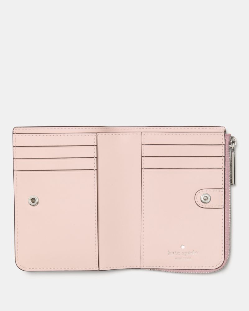Kate Spade,Madison Metallic Small L-zip Wallet,Silver