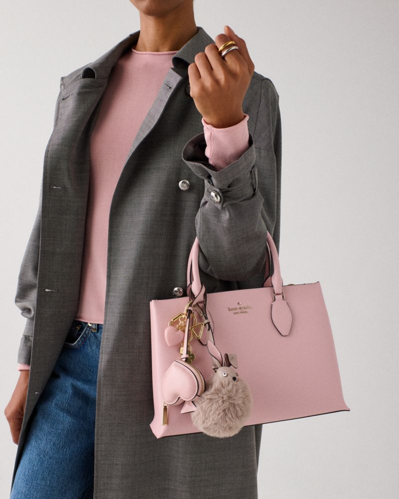 Kate Spade,Heart Bag Charm,Bag Charm,Metal Material,3D Embellishment,Logo,Heart Embellishment,Key Ring,