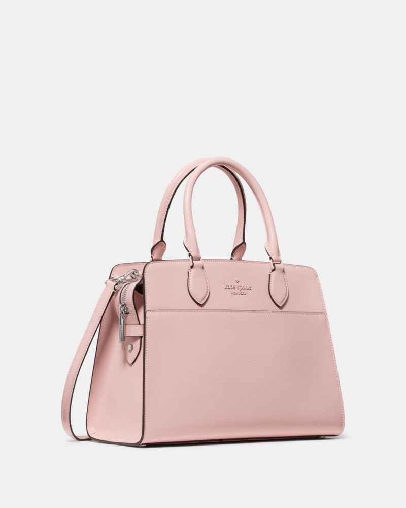 Kate Spade,Madison Textured Patent Leather Medium Satchel,Pink