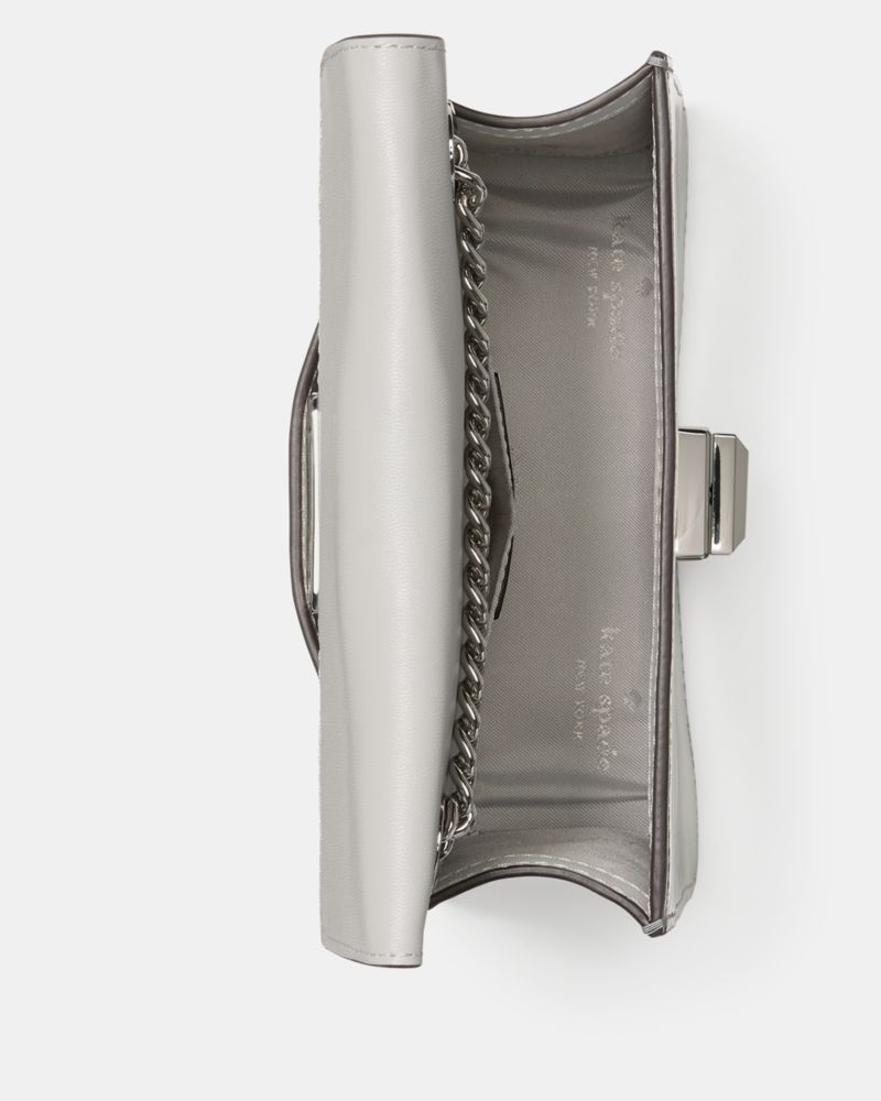 Kate Spade,Phoebe Mirror Metallic Turnlock Mini Flap Crossbody,Silver