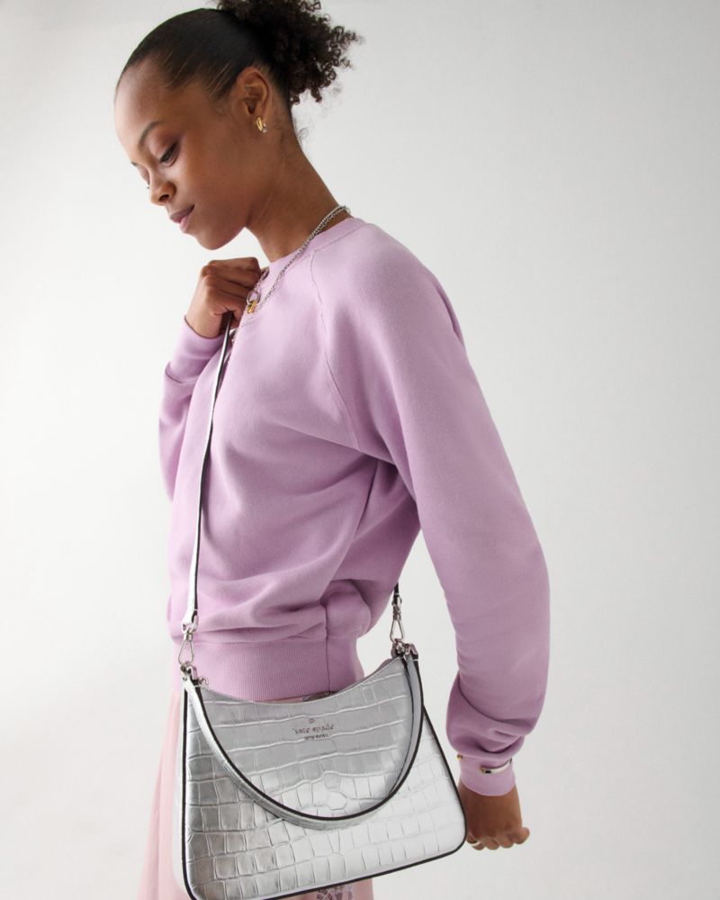 Kate Spade,Margot Metallic Croc Embossed Convertible Shoulder Bag,Shoulder Bag,Day Party,Metallic
