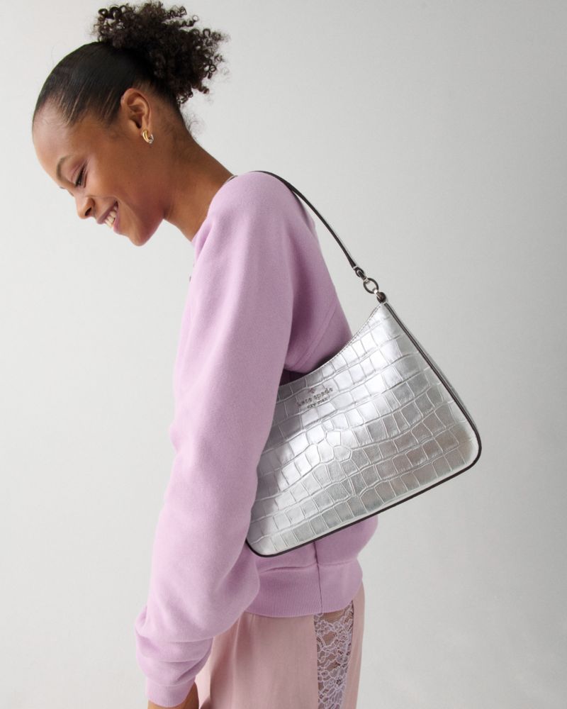 Kate Spade,Margot Metallic Croc Embossed Convertible Shoulder Bag,Shoulder Bag,Day Party,Metallic