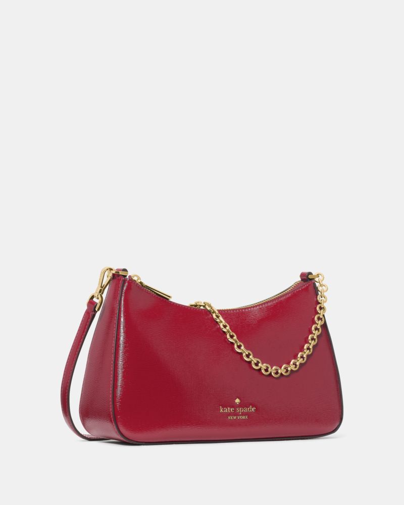Kate Spade,Margot Textured Patent Leather Convertible Crossbody,Maroon