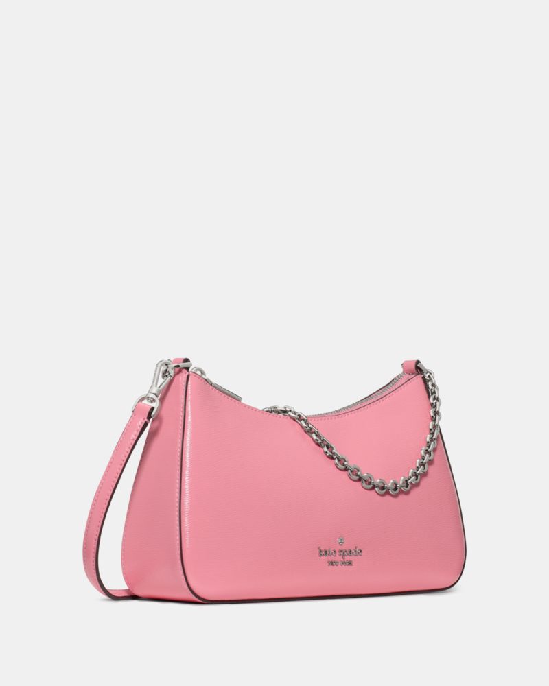 Kate Spade,Margot Textured Patent Leather Convertible Crossbody,Leather,Shoulder Bag,Day Party,Pink