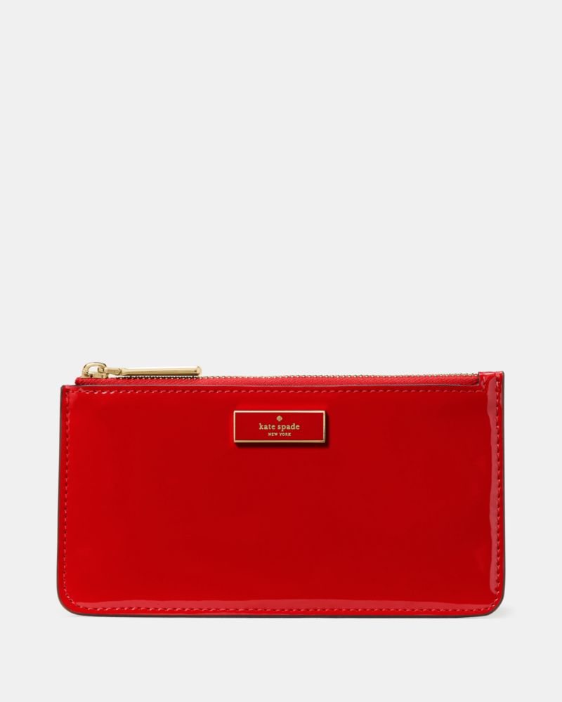 Kate Spade,Bridget Patent Large Slim Card Holder,Red