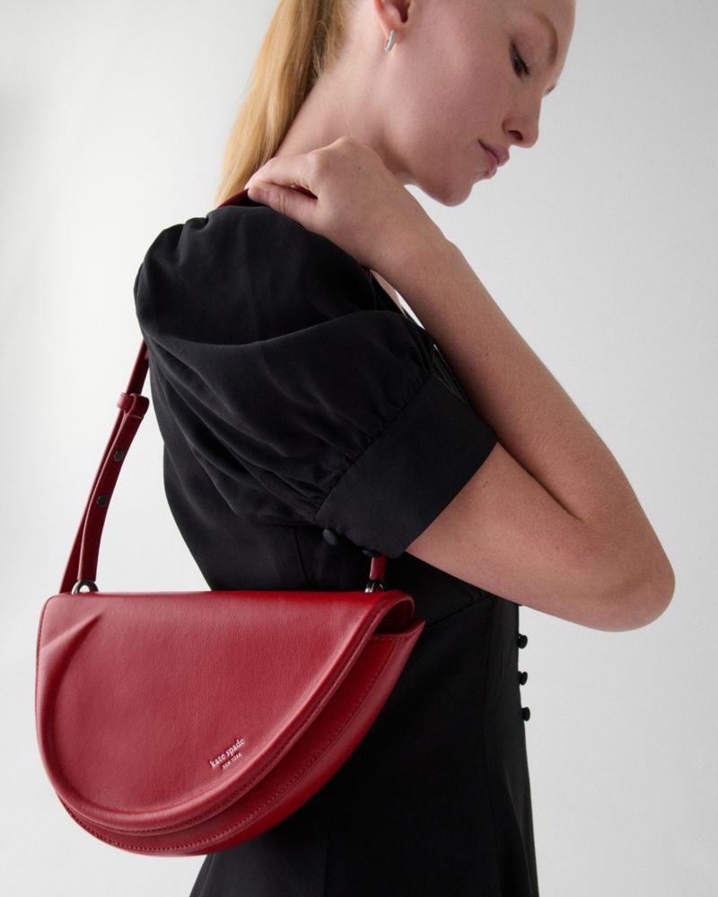 Kate Spade,The Spade Shoulder Bag,Leather,Shoulder Bag,Gold Metal,Day Party,Maroon