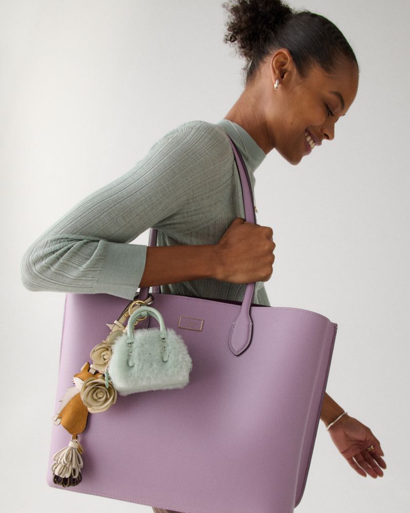 Kate Spade,Charmed Shearling Nano Carryall Bag Charm,