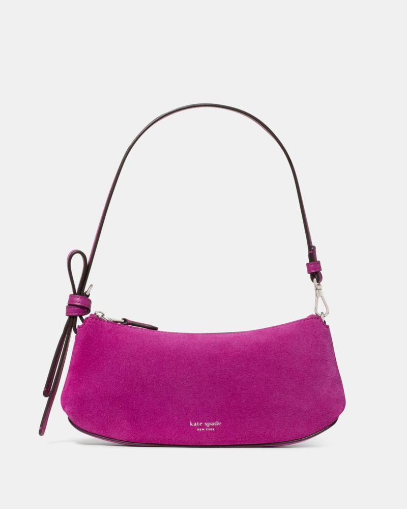 Kate Spade,Loop Suede Mini Bag,Suede,Shoulder Bag,Metal Material,Knot, Logo,Adjustable,RFID-Blocking,Day Party, Date Night...,