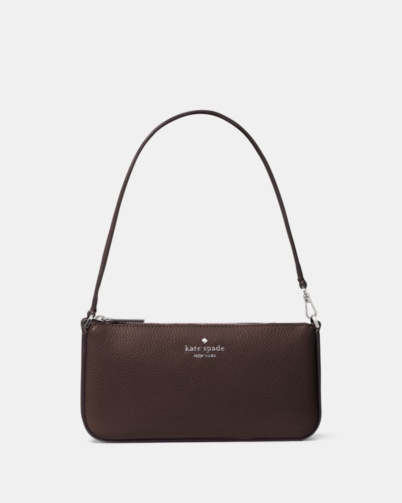 Kate Spade,Gemini Mini Bag,Leather,Wristlet, Shoulder Bag,Logo, Metal,Gusset,Silver Metal,Day Party,