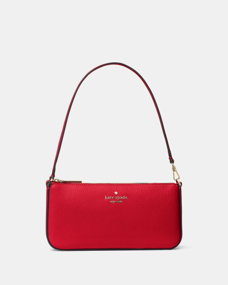 Kate Spade,Gemini Mini Bag,Leather,Wristlet, Shoulder Bag,Logo, Metal,Gusset,Silver Metal,Day Party,