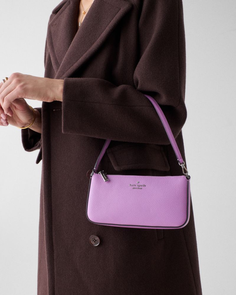 Kate Spade,Gemini Convertible Wristlet,Lining Synthetic,Leather,Shoulder Bag,Wristlet,Logo,Metal,Gusset,Silver Metal,Day P...,Lavender