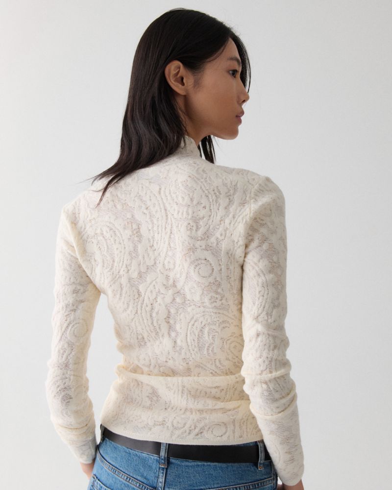 Kate Spade,Lace Knit Turtleneck Top,
