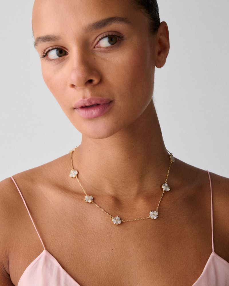 Kate Spade,Spade Flower Pave Scatter Necklace,