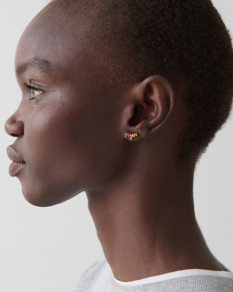 Kate Spade,I Love You Studs,Red