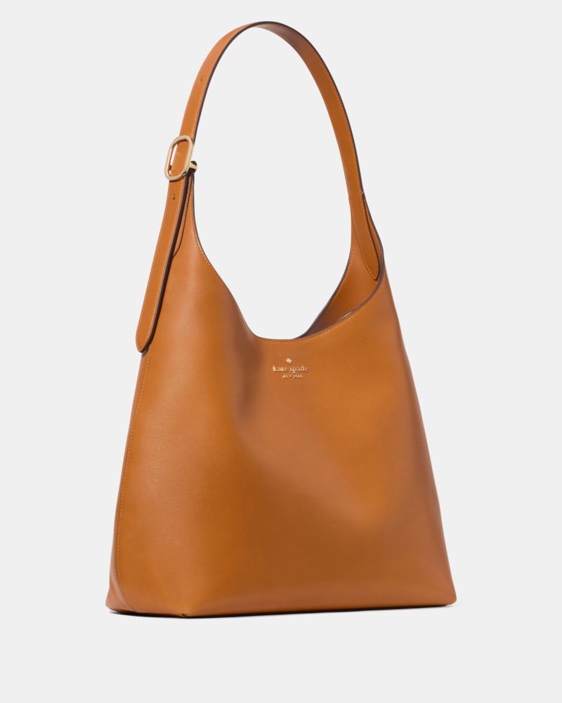 Kate Spade,454 Large Shoulder Bag,Leather,Hobo,Metal Material,Logo,Metal,Lined,Casual,Brown