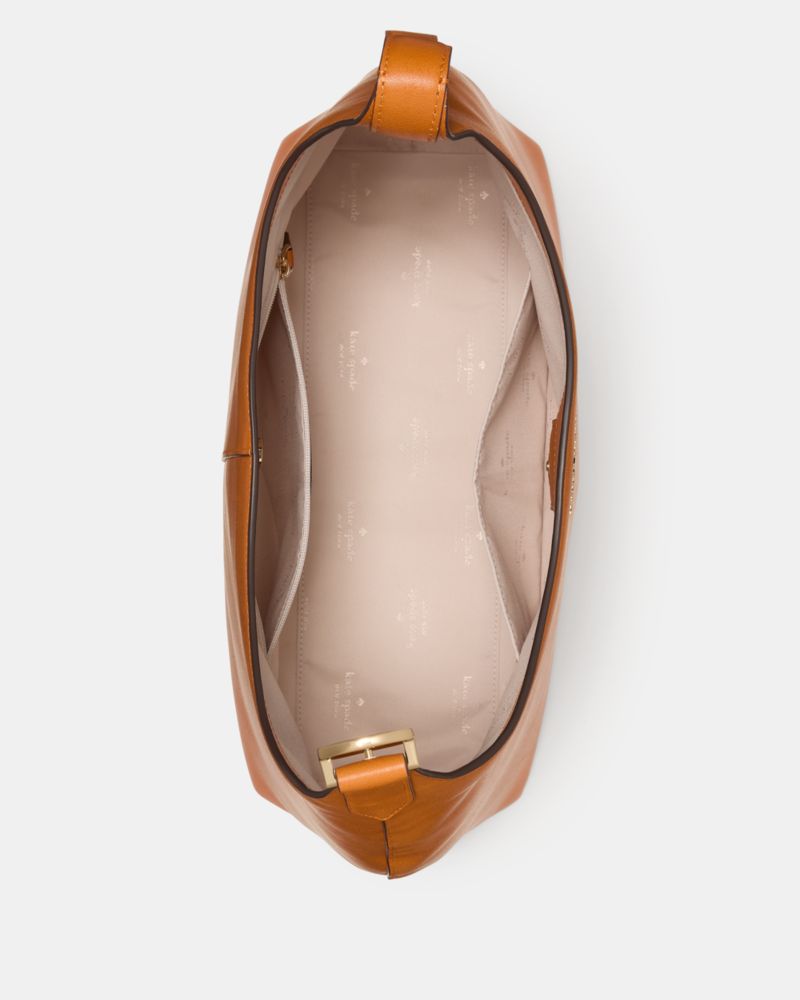 Kate Spade,454 Large Shoulder Bag,Leather,Hobo,Metal Material,Logo,Metal,Lined,Casual,Brown