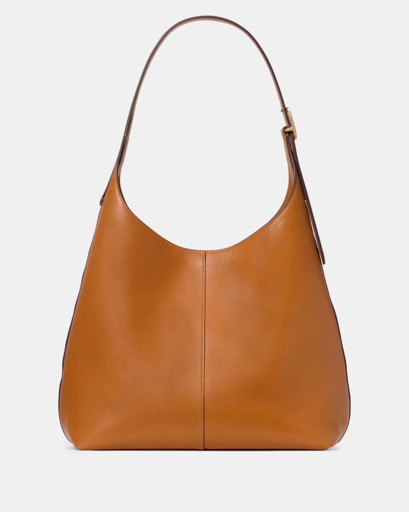 Kate Spade,454 Large Shoulder Bag,Leather,Hobo,Metal Material,Logo,Metal,Lined,Casual,Brown