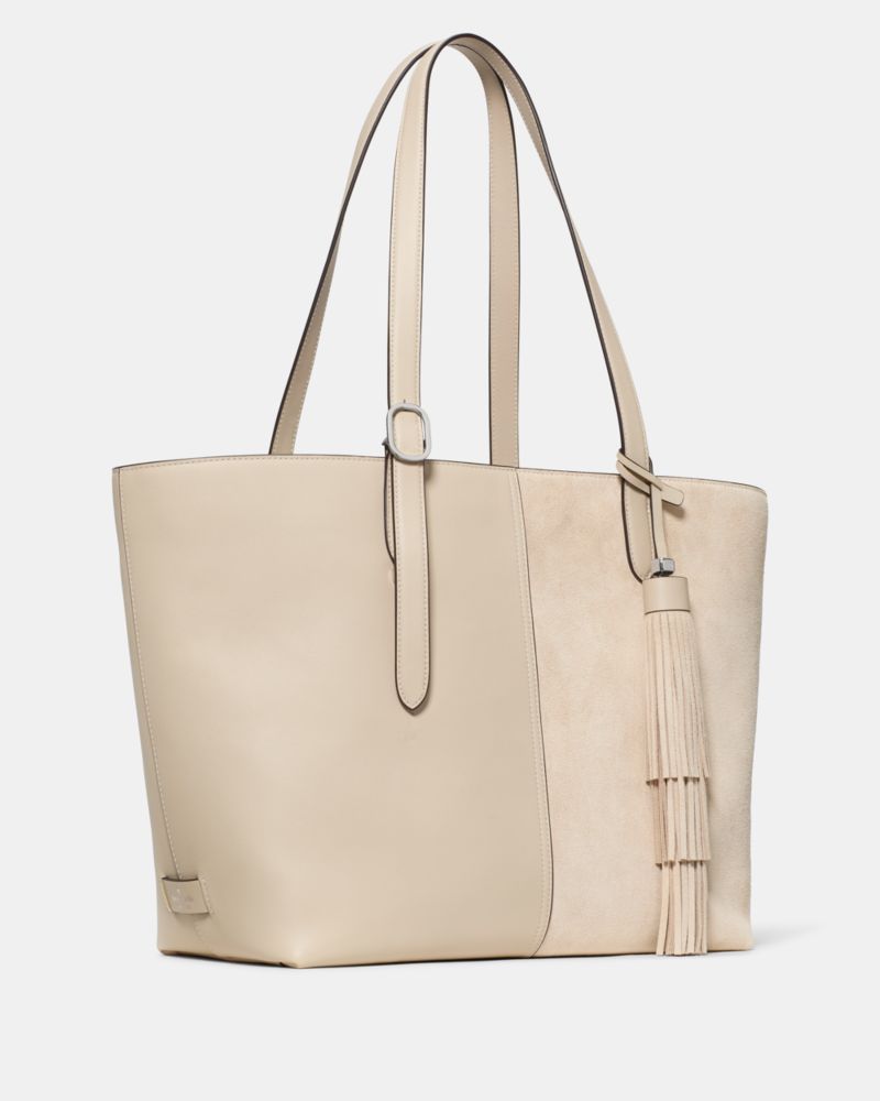 Kate Spade,454 Suede Fringe Tote Bag,Cream
