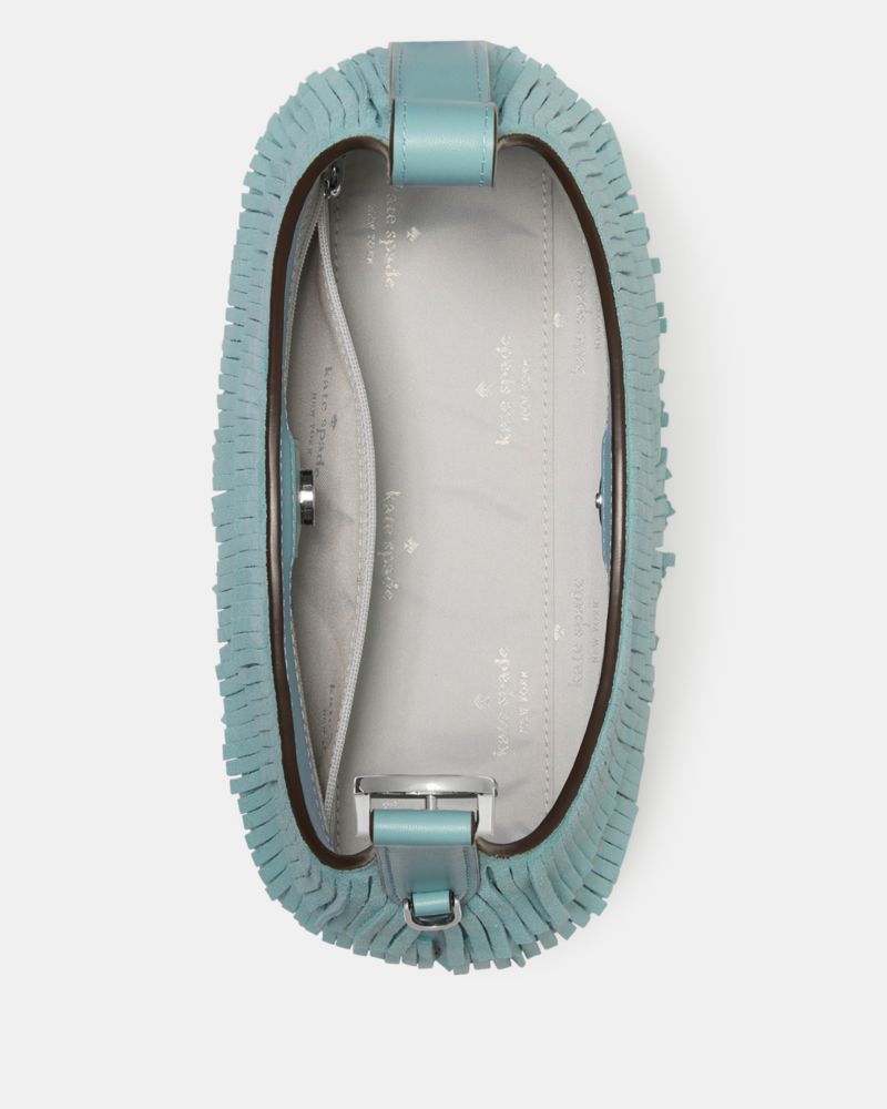 Kate Spade,454 Suede Fringe Mini Crossbody Bag,Blue