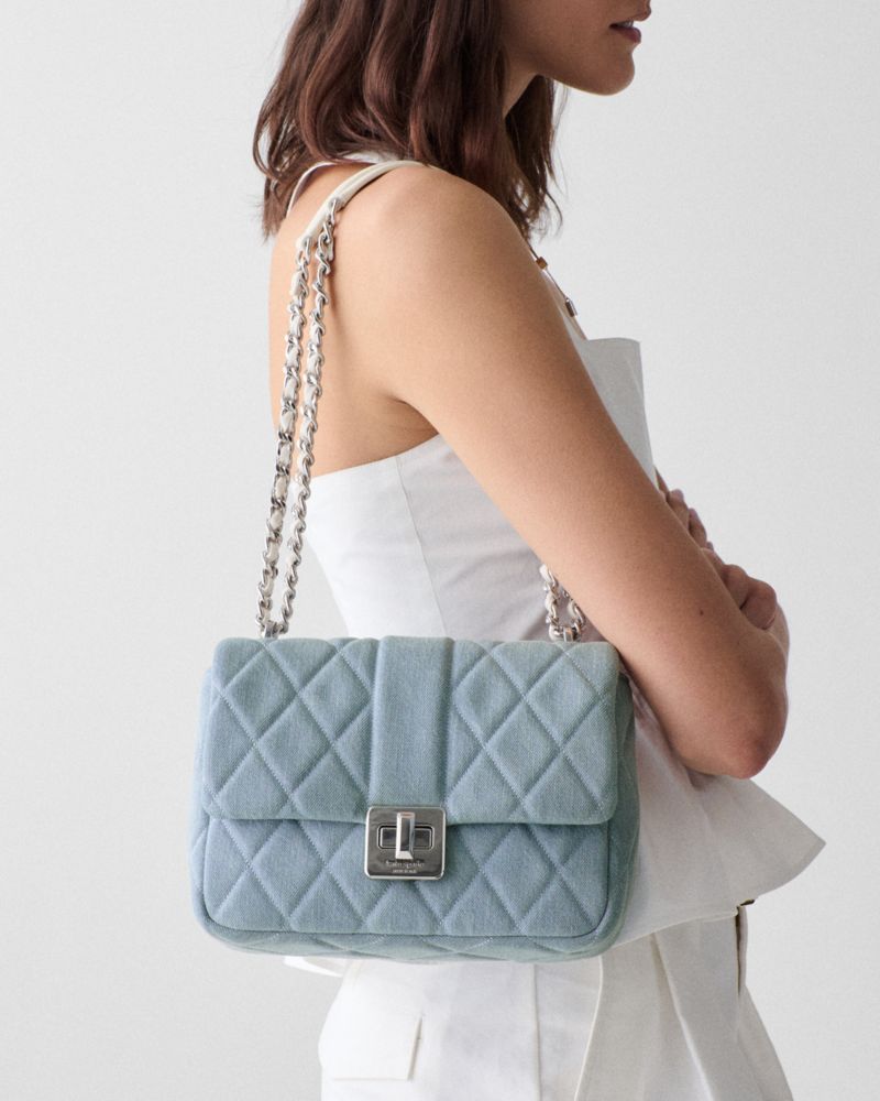 Kate Spade,キャリー デニム スモール フラップ クロスボディ,ショルダー・クロスボディ,ブルーマルチ