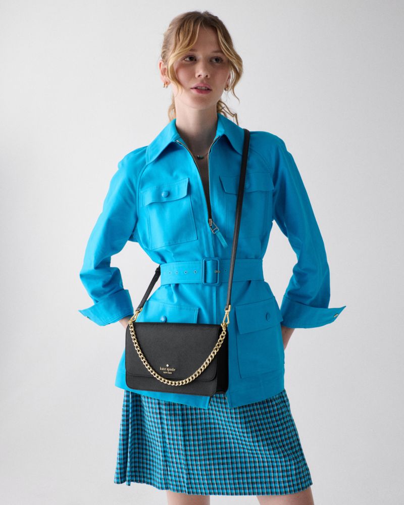 Kate Spade,Madison Willow Crossbody Bag,Crossbody,PVC,Logo,Metal,Gold Metal,Day Party,Black