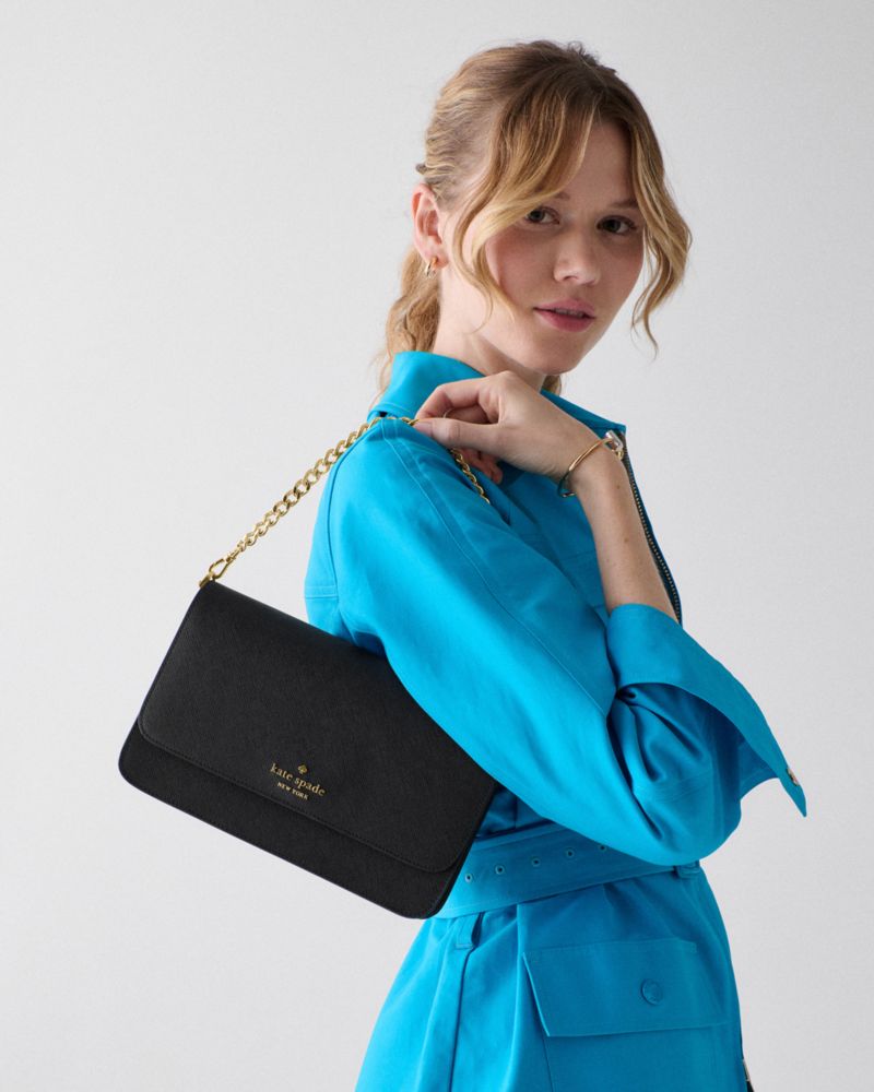 Kate Spade,Madison Willow Crossbody Bag,Crossbody,PVC,Logo,Metal,Gold Metal,Day Party,Black