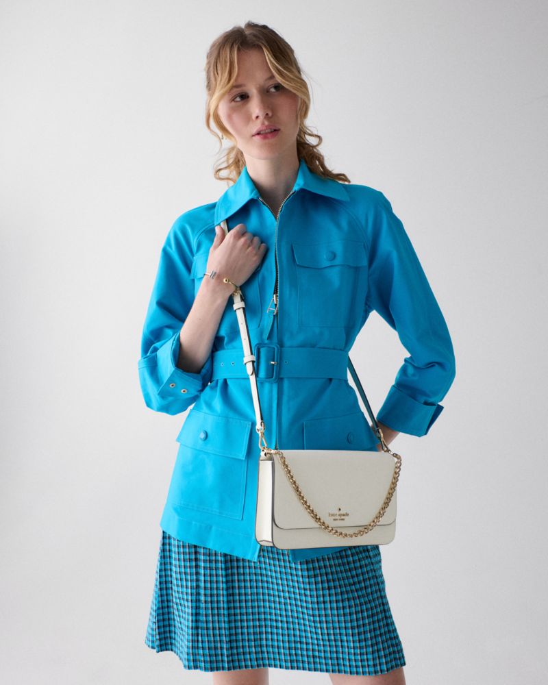 Kate Spade,Madison Willow Crossbody Bag,Crossbody,PVC,Logo,Metal,Gold Metal,Day Party,White