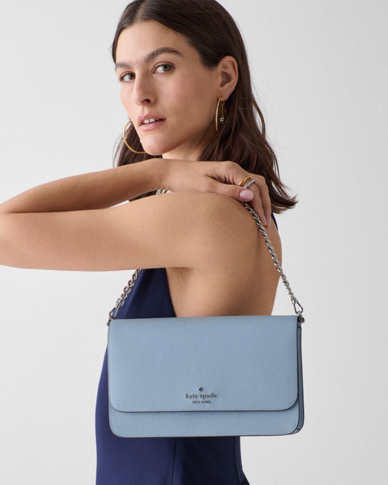 Kate Spade,Madison Willow Crossbody Bag,Crossbody,PVC,Logo,Metal,Gold Metal,Day Party,Blue