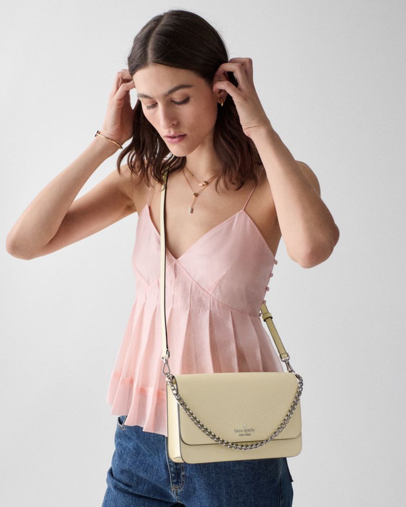 Kate Spade,Madison Willow Crossbody Bag,Crossbody,PVC,Logo,Metal,Gold Metal,Day Party,Cream