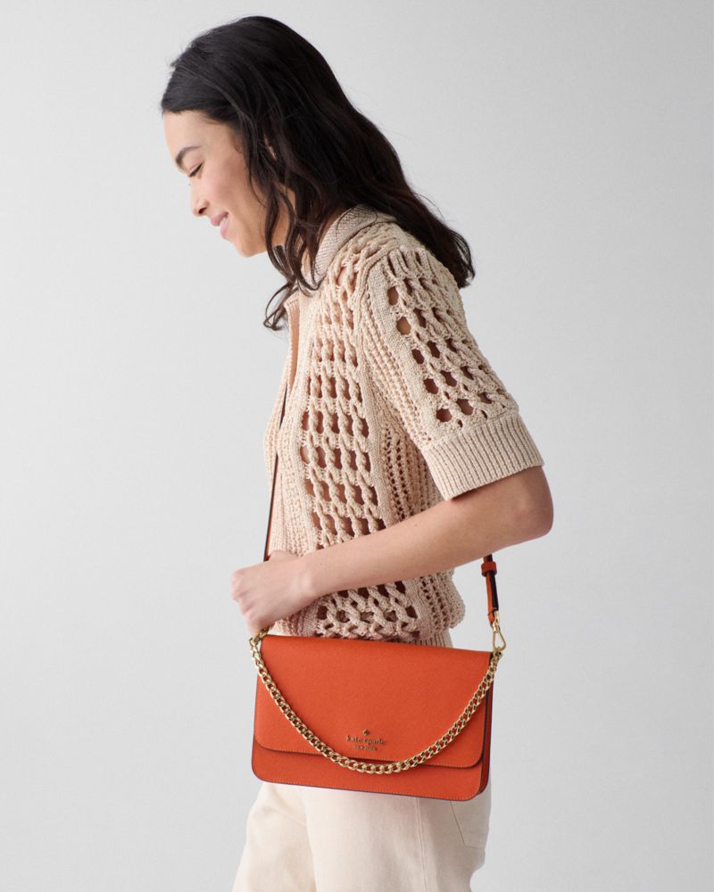 Kate Spade,Madison Willow Crossbody Bag,Crossbody,PVC,Logo,Metal,Gold Metal,Day Party,Burnt Orange