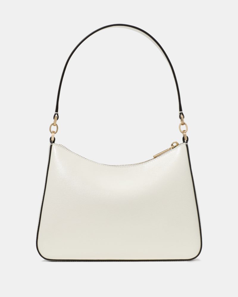 Kate Spade,Margot Floral Shoulder Bag,Leather,Shoulder Bag,Metal,Bead Embellishment,Logo,Embroidered,Casual,White