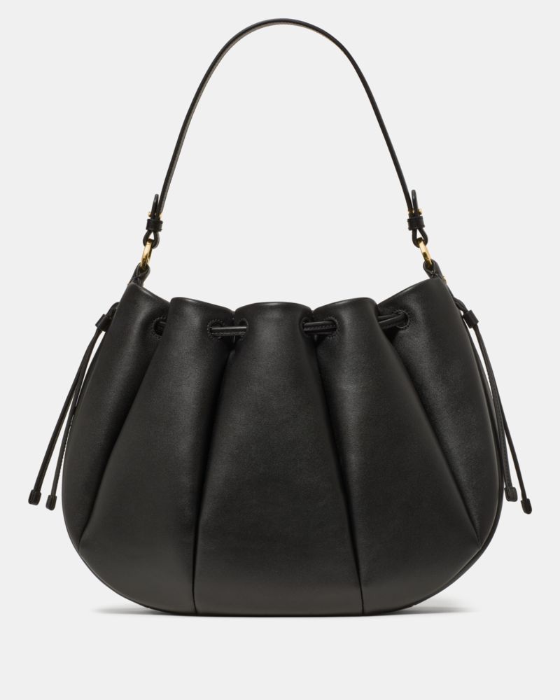 Kate Spade,Pinch Shoulder Bag,Leather,Shoulder Bag,Gold Metal,Day Party,Black