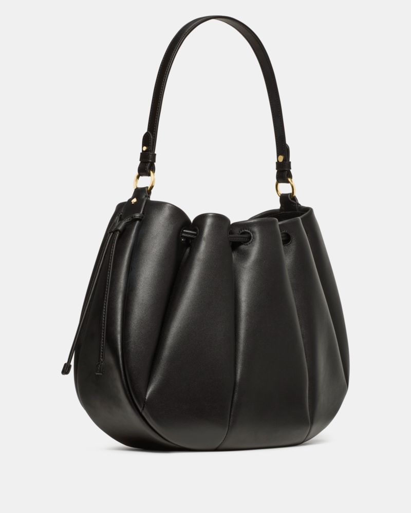 Kate Spade,Pinch Shoulder Bag,Leather,Shoulder Bag,Gold Metal,Day Party,Black