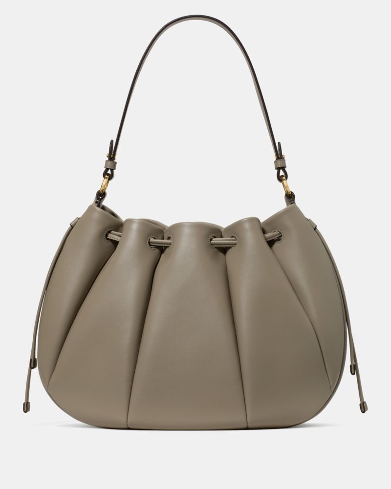 Kate Spade,Pinch Shoulder Bag,Leather,Shoulder Bag,Gold Metal,Day Party,Gray