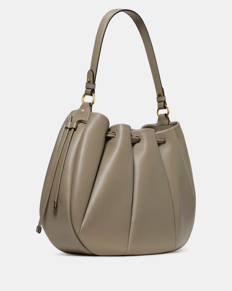 Kate Spade,Pinch Shoulder Bag,Leather,Shoulder Bag,Gold Metal,Day Party,Gray