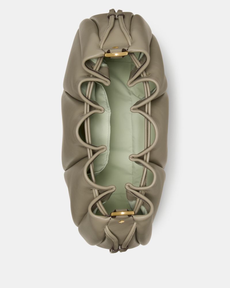 Kate Spade,Pinch Shoulder Bag,Leather,Shoulder Bag,Gold Metal,Day Party,Gray