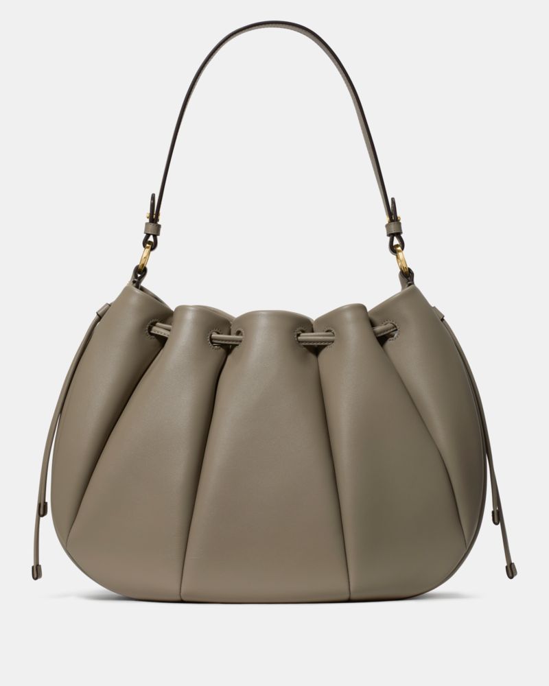 Kate Spade,Pinch Shoulder Bag,Leather,Shoulder Bag,Gold Metal,Day Party,Gray