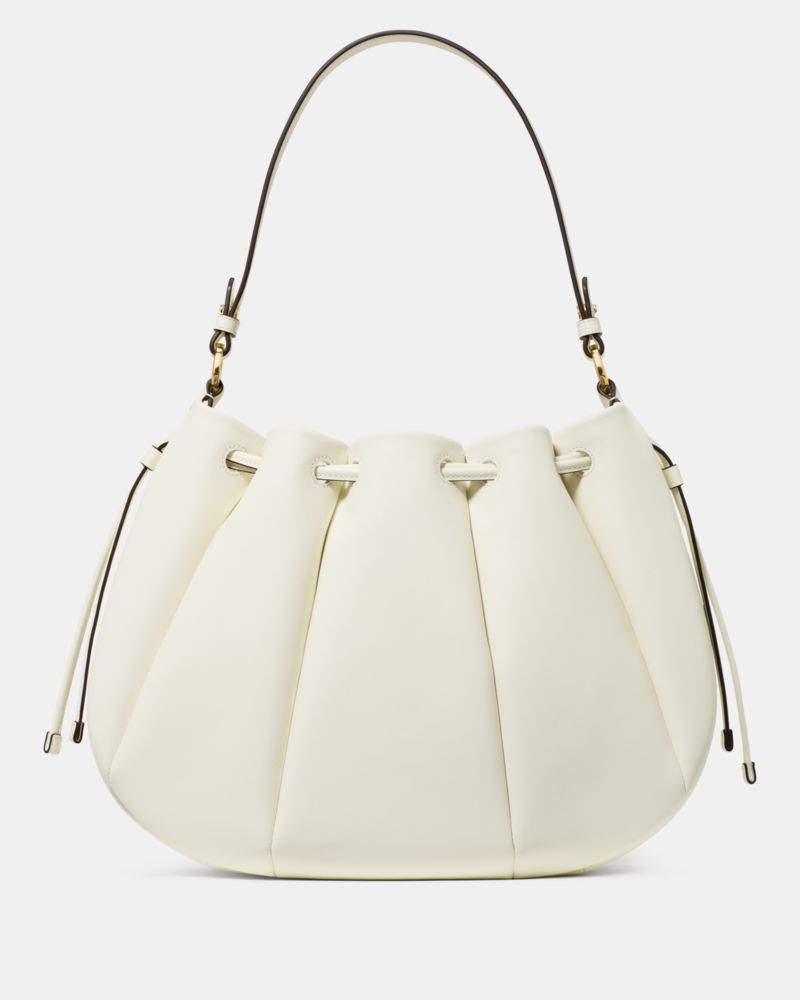 Kate Spade,Pinch Shoulder Bag,Leather,Shoulder Bag,Gold Metal,Day Party,Cream