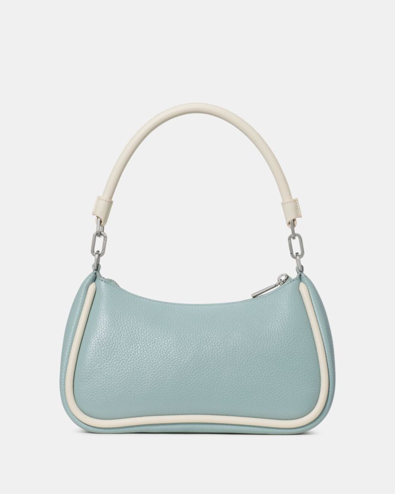 Kate Spade,Kayla Shoulder Bag,Leather,Shoulder Bag,Logo,Piping,Metal,Silver Metal,Day Party,Blue