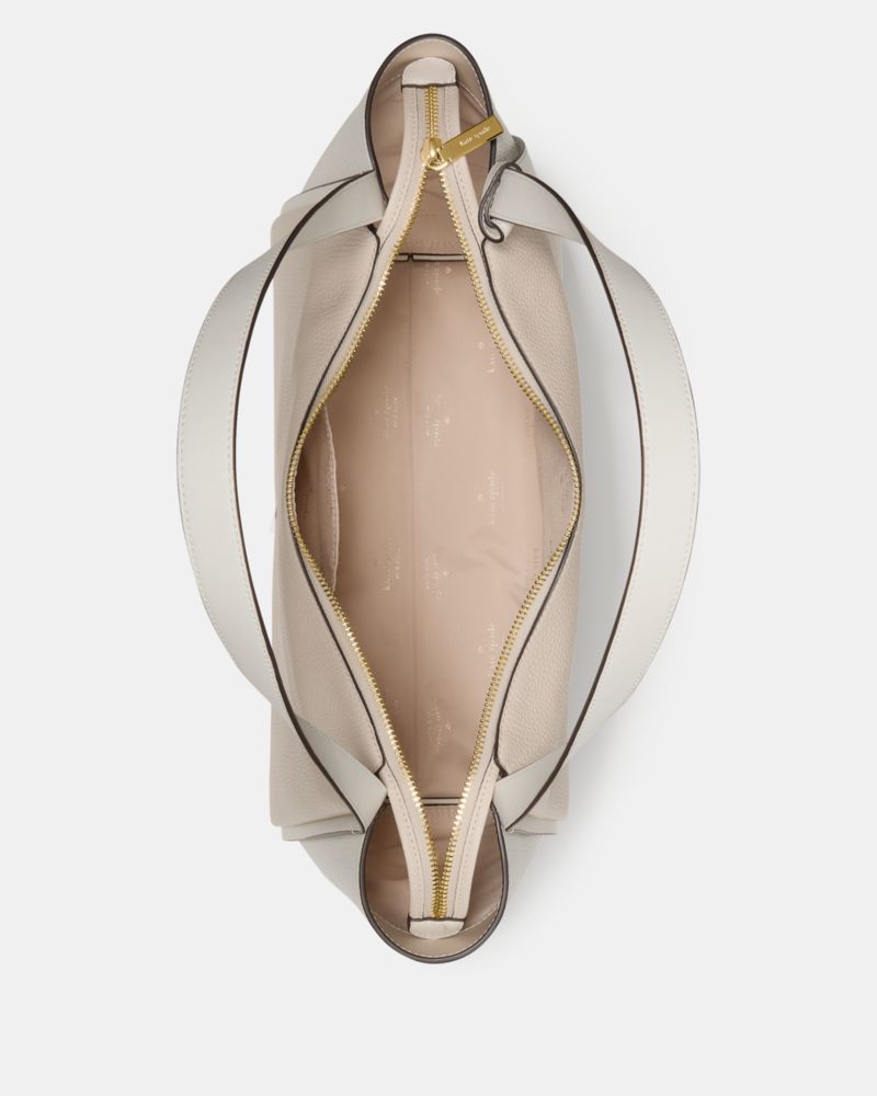 Kate Spade,Knott Tote Bag,Leather,Tote,Color Block,Knot,Gold Metal,Casual,Cream