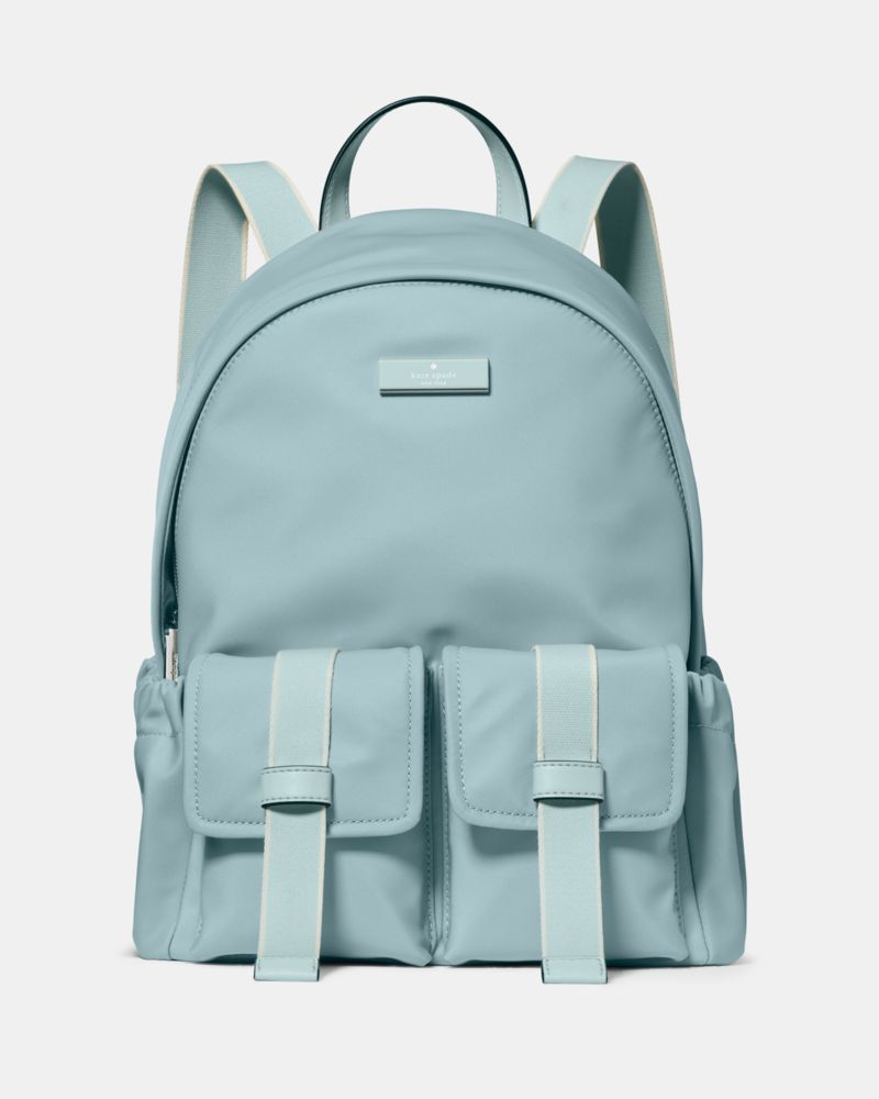 Kate Spade,Carter Ksnyl Cargo Backpack,Nylon,Backpack,Metal,Logo,Casual,Blue