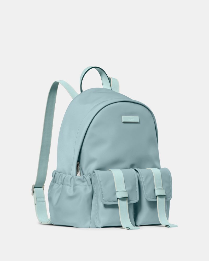 Kate Spade,Carter Ksnyl Cargo Backpack,Nylon,Backpack,Metal,Logo,Casual,Blue