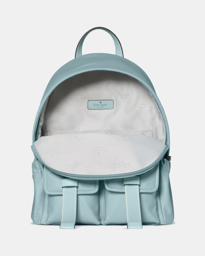 Kate Spade,Carter Ksnyl Cargo Backpack,Nylon,Backpack,Metal,Logo,Casual,Blue